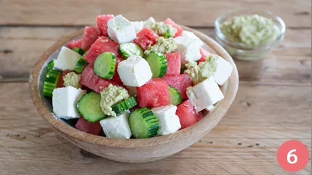 Insalata di anguria, cetriolo e feta - p6