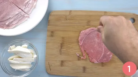 Involtini di vitello con prosciutto e mozzarella - Passaggio 1
