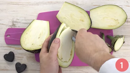 Melanzane ripiene di riso - Passaggio 1