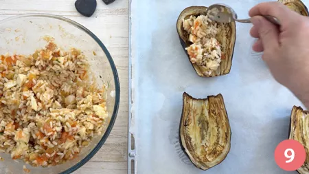 Melanzane ripiene di riso - Passaggio 9