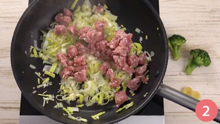 Orecchiette porri, broccoli e salsiccia - Passaggio 2