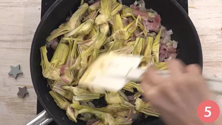 Pasta con carciofi e pancetta - Passo 5