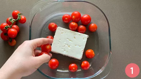 Pasta con feta, pomodorini e rucola - p1
