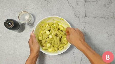 Pasta fredda pesto di pistacchi e mozzarelline - P8