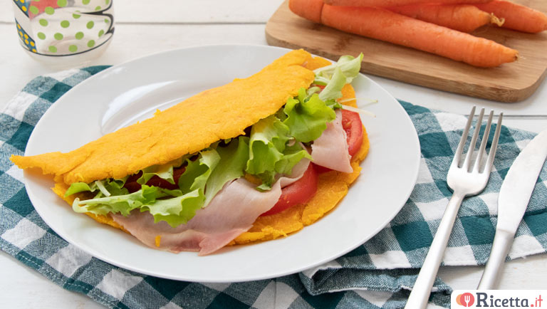 Piadina di carote, senza glutine e strutto, salvacena