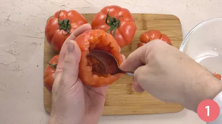 Pomodori ripieni di carne - Passaggio 1