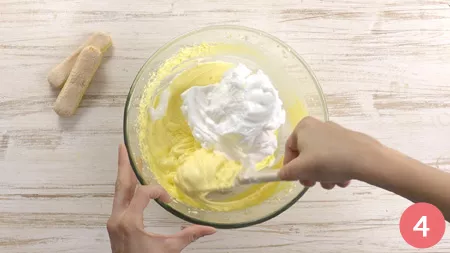 Incorporating mascarpone with the yolks
