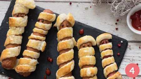 Wurstel mummia di Halloween - Passo 4